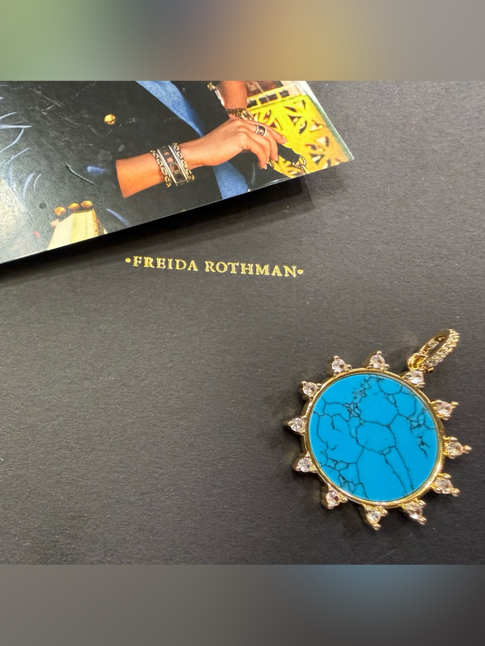 Freida Rothman Turquoise Sunburst Pendant